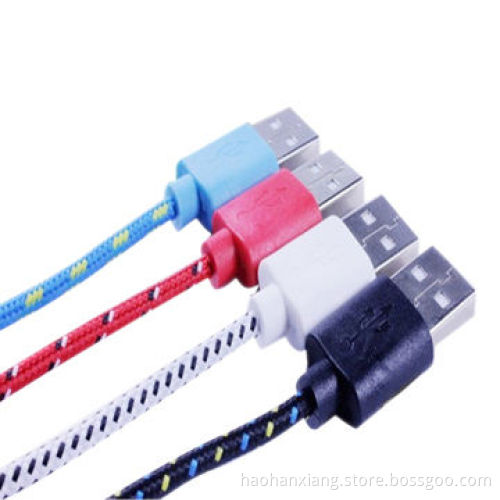 Round Fabric Braided Transfer Nylon Data Cable for iPhone5/5S/5C